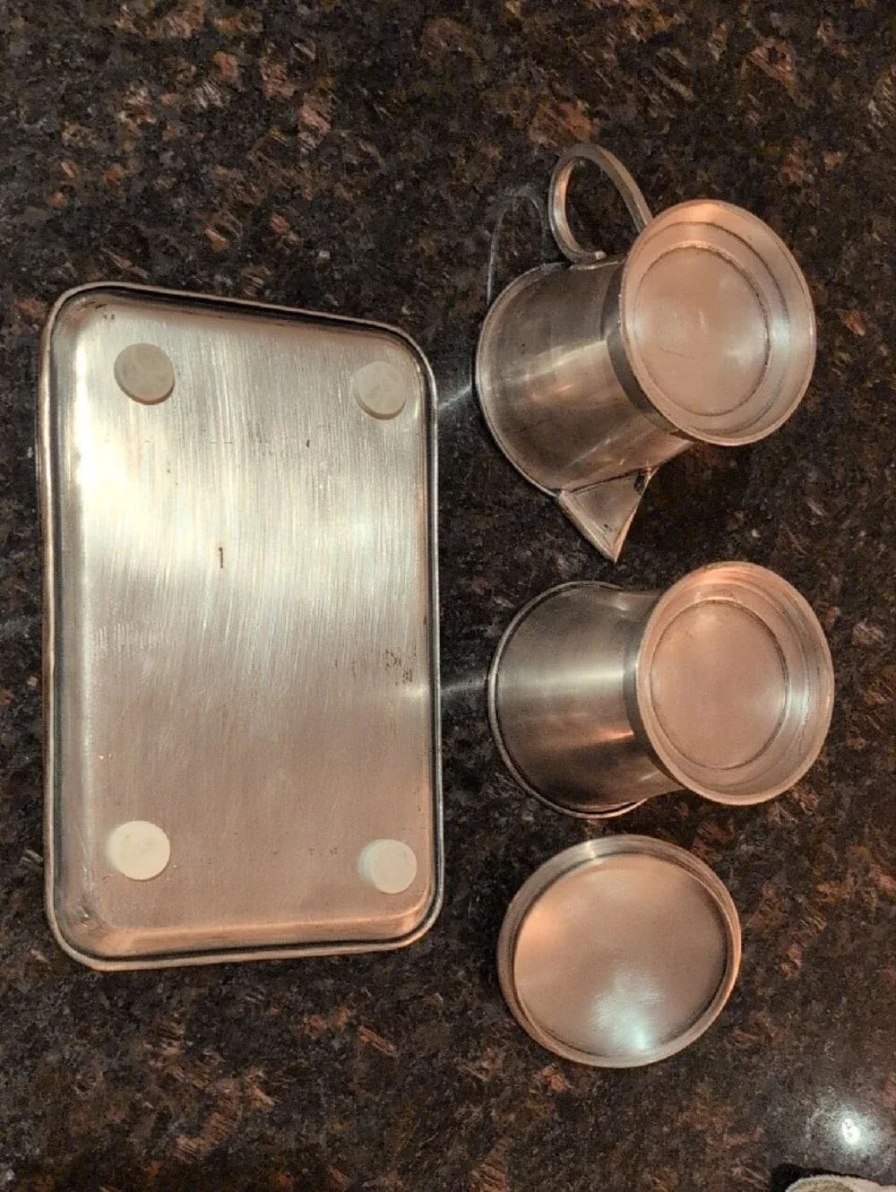 Antique Creamer and Sugar Set with Tray
